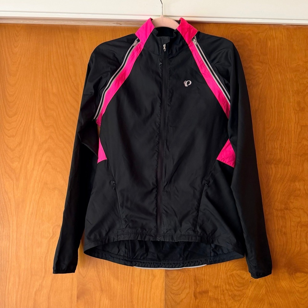 Pearl Izumi Elite Women's Black Pink Cycling Jacket Neon Yellow Reflective Large